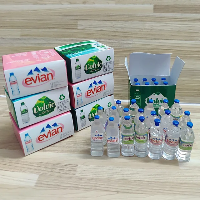 1:12 Dollhouse Miniature Simulation Mineral Water Bottle with Box Drink Model Miniaturas Play Kitchen Doll Supermarket Food Toy 4