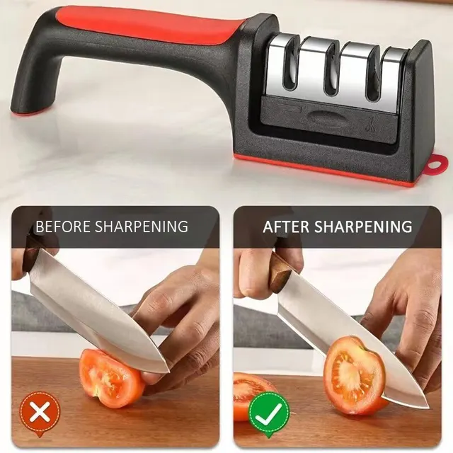 Knife Sharpener Handheld Multi-Function 3/4 Segments Quick Sharpening Tool  With Non-Slip Base Kitchen Knives Accessories Gadget - AliExpress