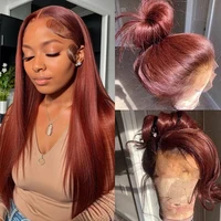 Reddish Brown Straight 13x6 Hd Lace Frontal Human Hair Wig Pre Plucked 13x4 Lace Frontal Wig Brazilian Human Hair Wigs For Women 1