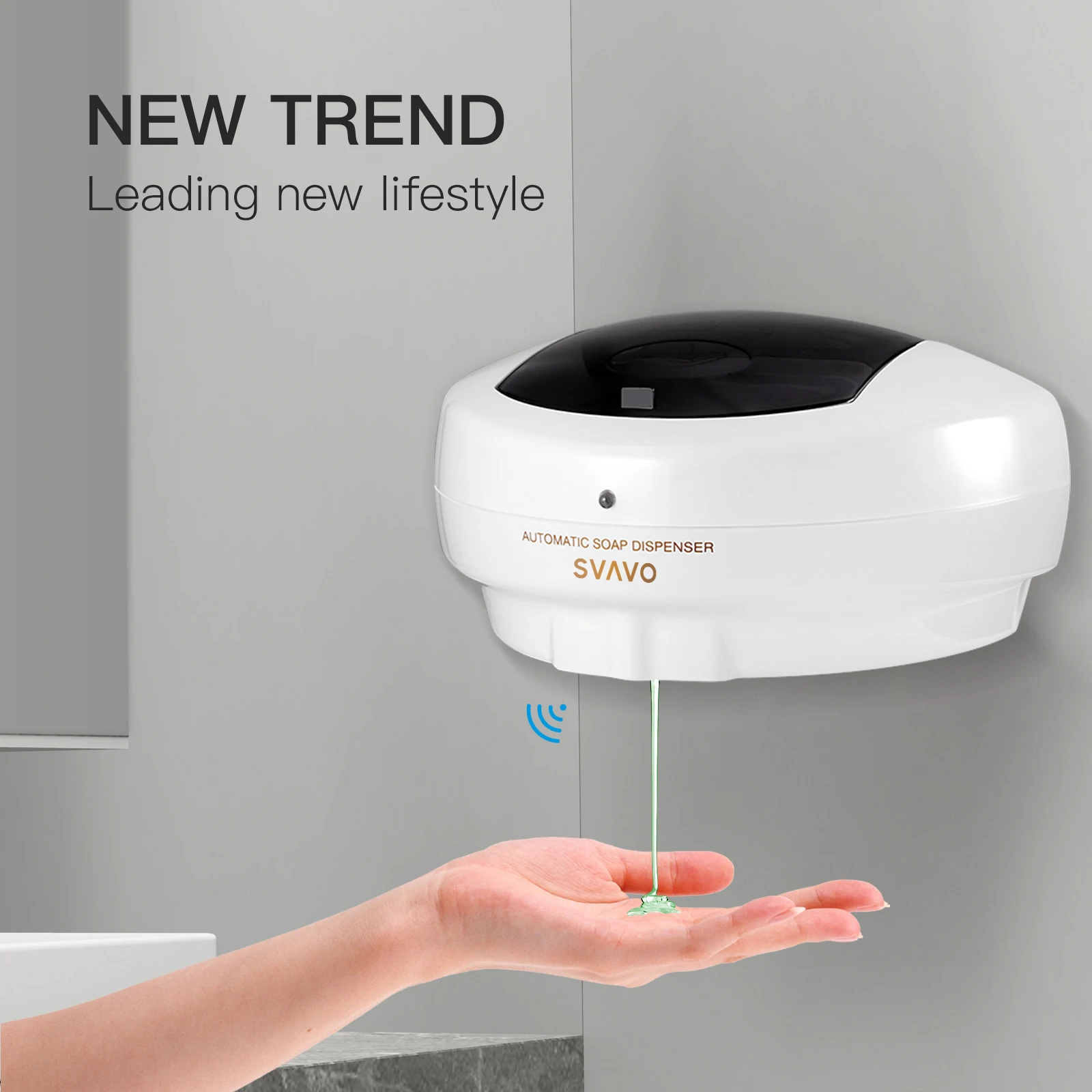 SVAVO 600ml เครื่องจ่ายสบู่อัตโนมัติเซ็นเซอร์อินฟราเรดเจลทําความสะอาดมือโฟมเจลทําความสะอาดมือใช้ได้กับห้องครัวและห้องน้ํา 1