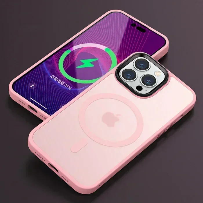 thumbnail image 1 of Magnetic Luxury Matte Shockproof Translucent Armor Case For iPhone 15 14 13 12 11 Pro Max Plus Magsafe Hard PC Bumper Cover, 1 of 5