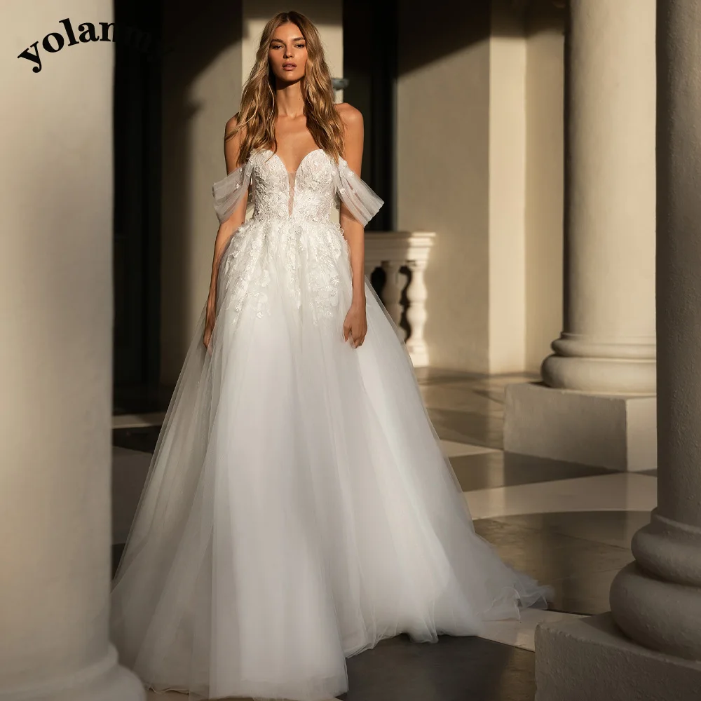 

YOLANMY Delicate Off Shoulder Women Wedding Dresses For Mariages Appliques Made To Order Vestidos De Novia Brautmode Custom Made