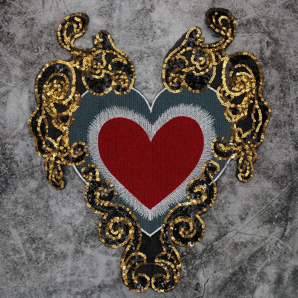Patch Toppe Applicazioni Motivo Cuore paillettes adesive