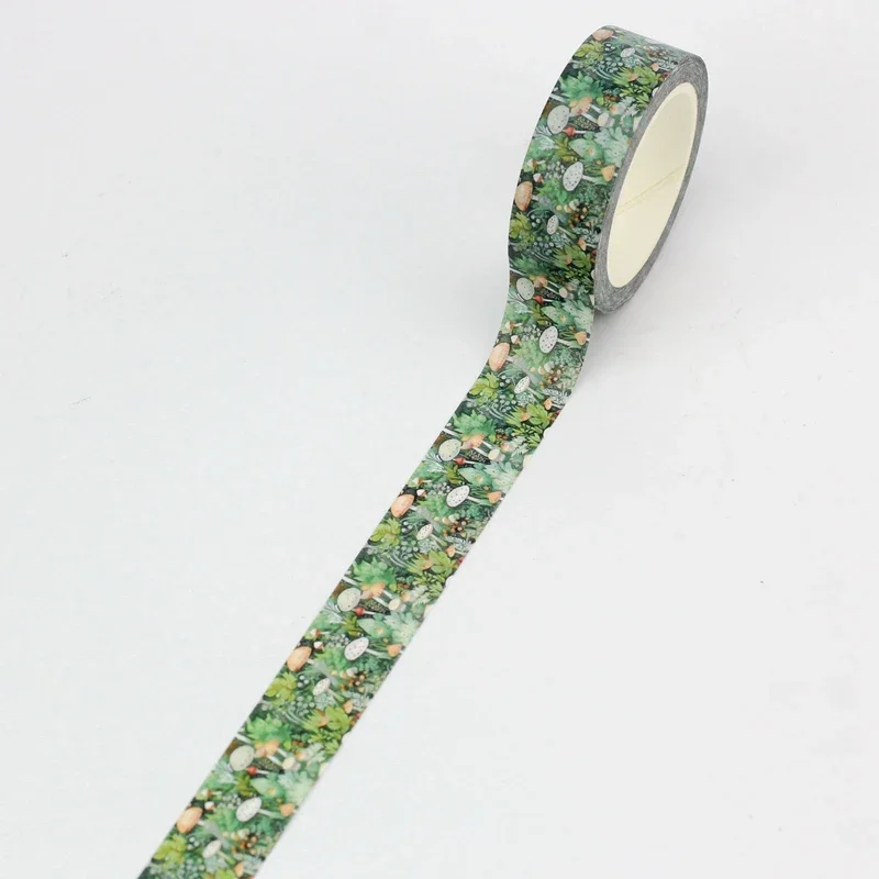 NEW 1PC 10M Decor Forest Leaves Mushrooms and Ferns Washi Tape for Scrapbooking Craft   Masking Tape Cute Journal Stationery 3