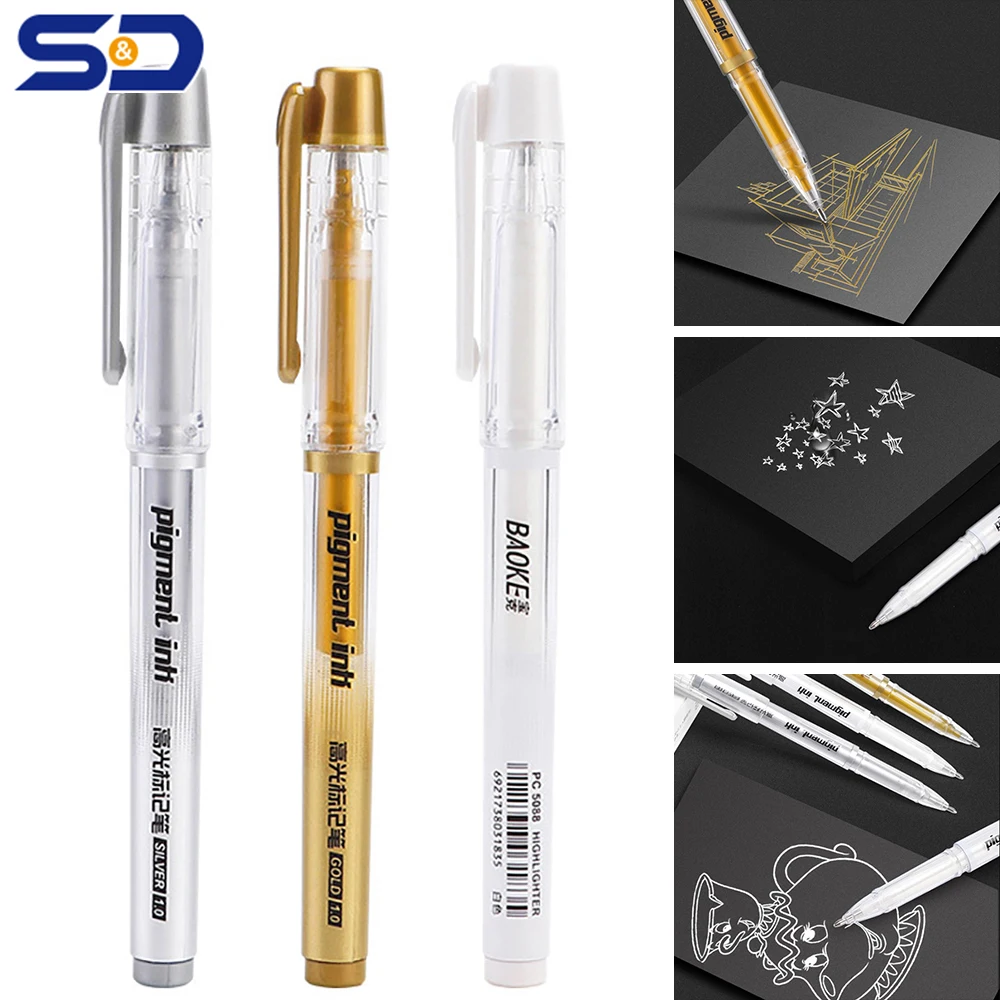 

DIY Metal Waterproof Permanent Paint Marker Pens White Gold Silver 1mm Craftwork Resin Mold Drawing Pen Art Painting Supplies