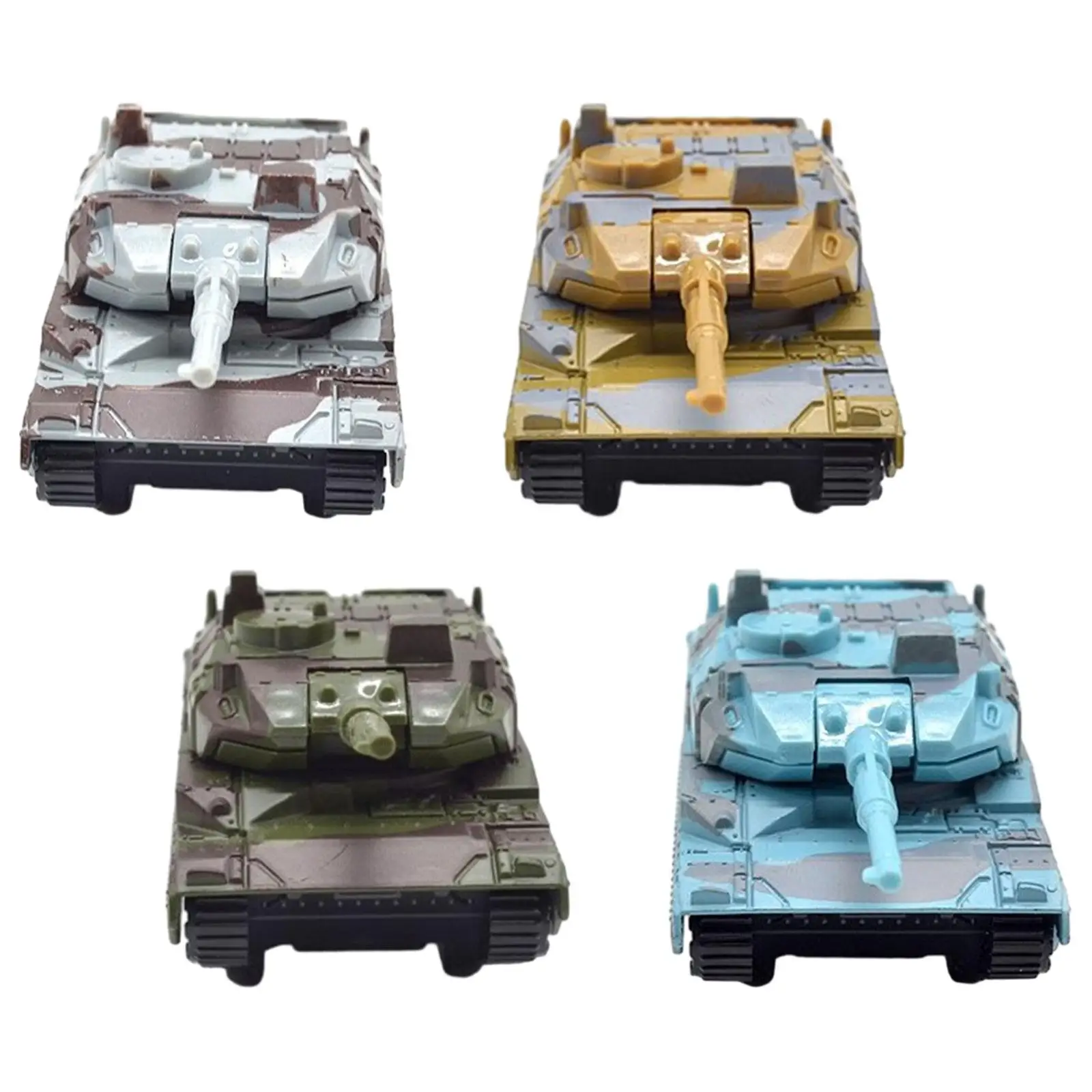 4x Pull Back Tank Toys Party Favors Metal Realistic Educational Toys Kids Tank with Turret for 3-7 Years Old Kids Birthday Gift