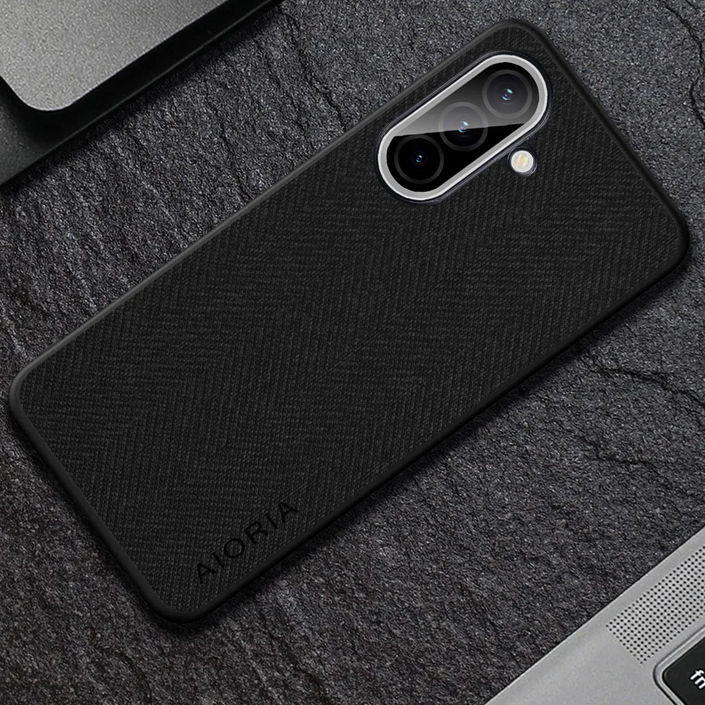 Luxury Textile Leather Phone Case Cover in Black