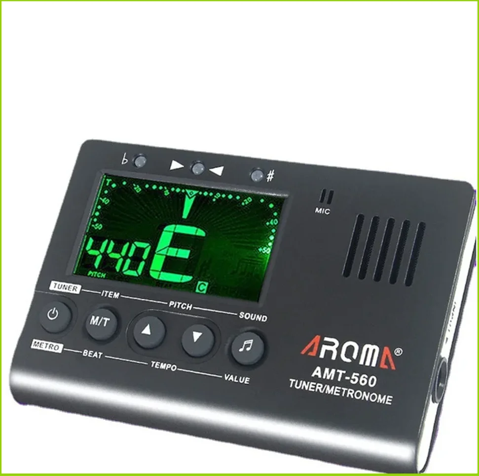 Aroma 3-in-1 Electric Guitar Metronome & Tuner with Built-in Mic and Pickup Cable