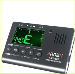 Aroma 3 - in - 1 Electric Guitar Metronome & Tuner with Built - in Mic and Pickup Cable (AMT - 560)