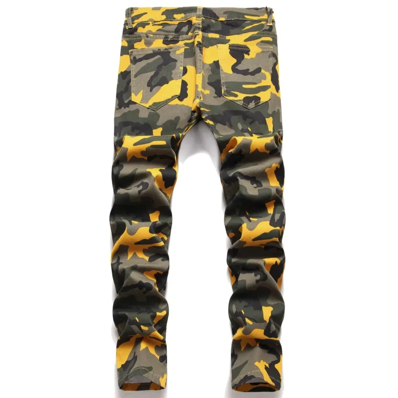 Design High Quality Camouflage Denim Jeans Men Straight Fashion Cool Plus Size Party Trousers Washed Brand Trend Army Pants