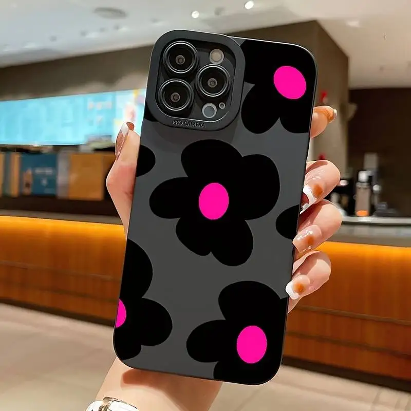 Elegant Black Flower-Printed Phone Case Cover