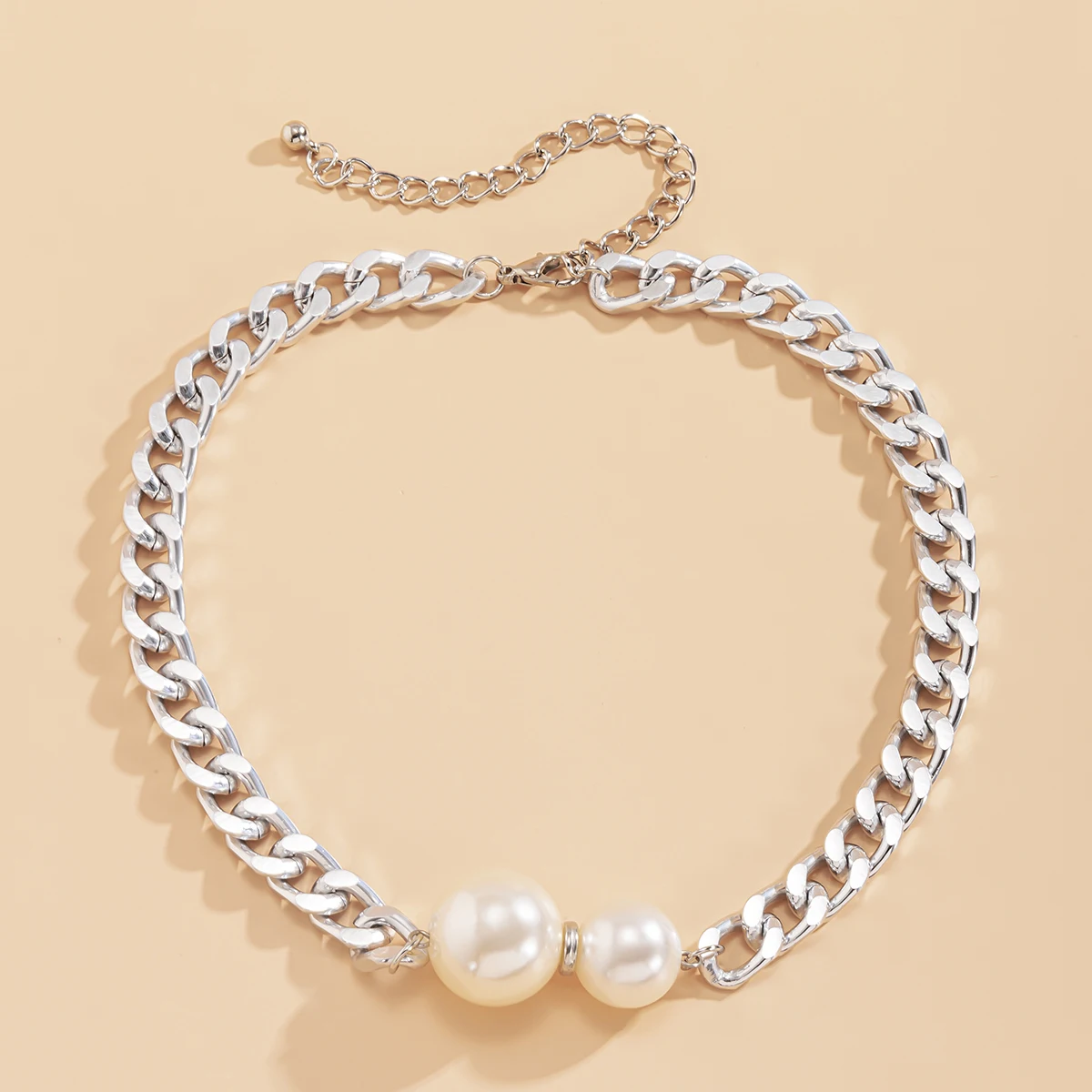 Vintage Punk kubanische Ketten Halsketten Frauen Gothic Imitation-Perle Anhänger Halskette Mädchen Hals reifen Mode accessoires Schmuck – Detail 12