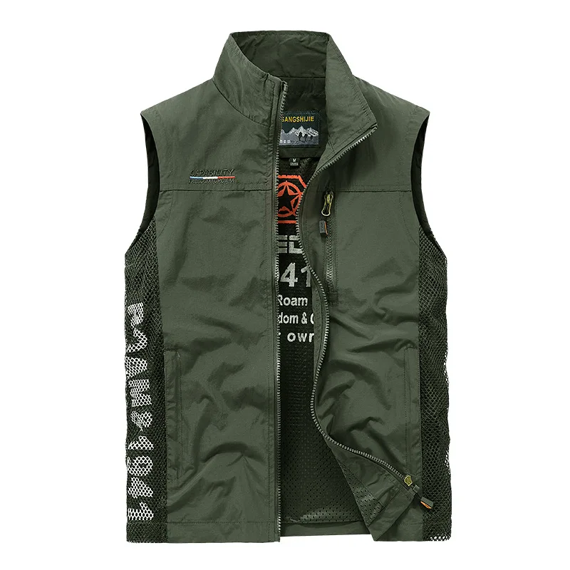 Veste cargo légère homme été sans manches mesh pour pêche randonnée sport qualité 5XL