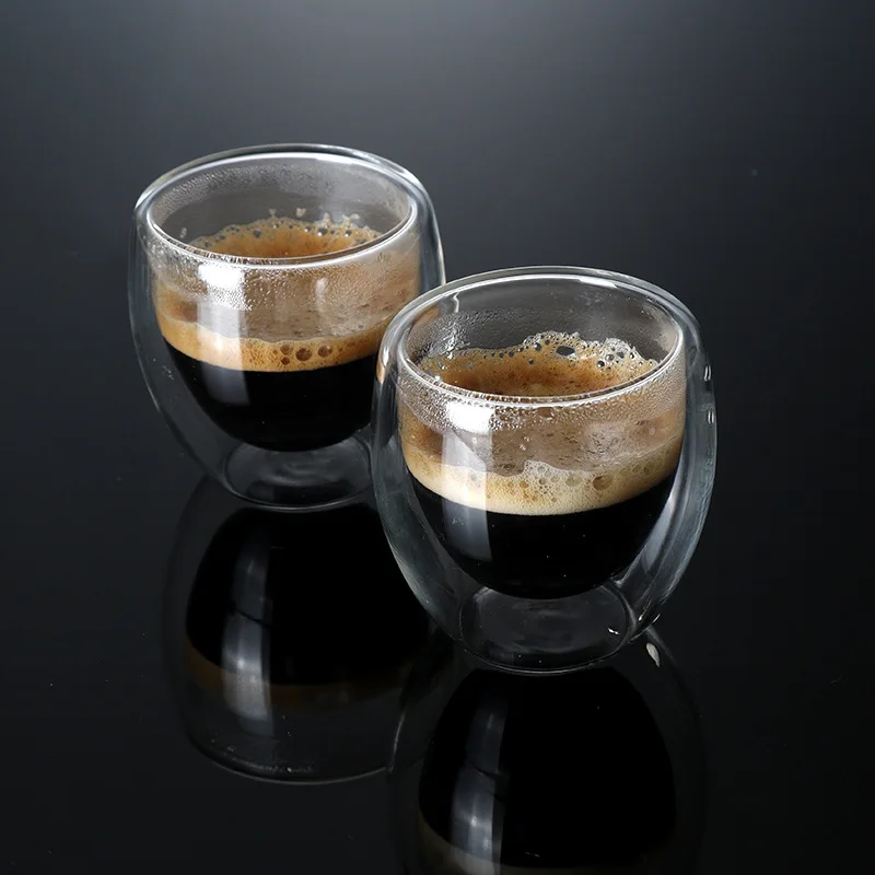 Glass Cup 2-6PCS 80ml Double-layer Insulated High Borosilicate Glass Coffee Milk Mug Tea Cup Restaurant Household Drinkware Gift