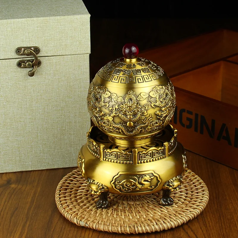 

Brass Nine to Turn Things around Incense Burner Ornaments Office Study Pure Copper Incense Coil Burner Metal Crafts Gift Wholesa