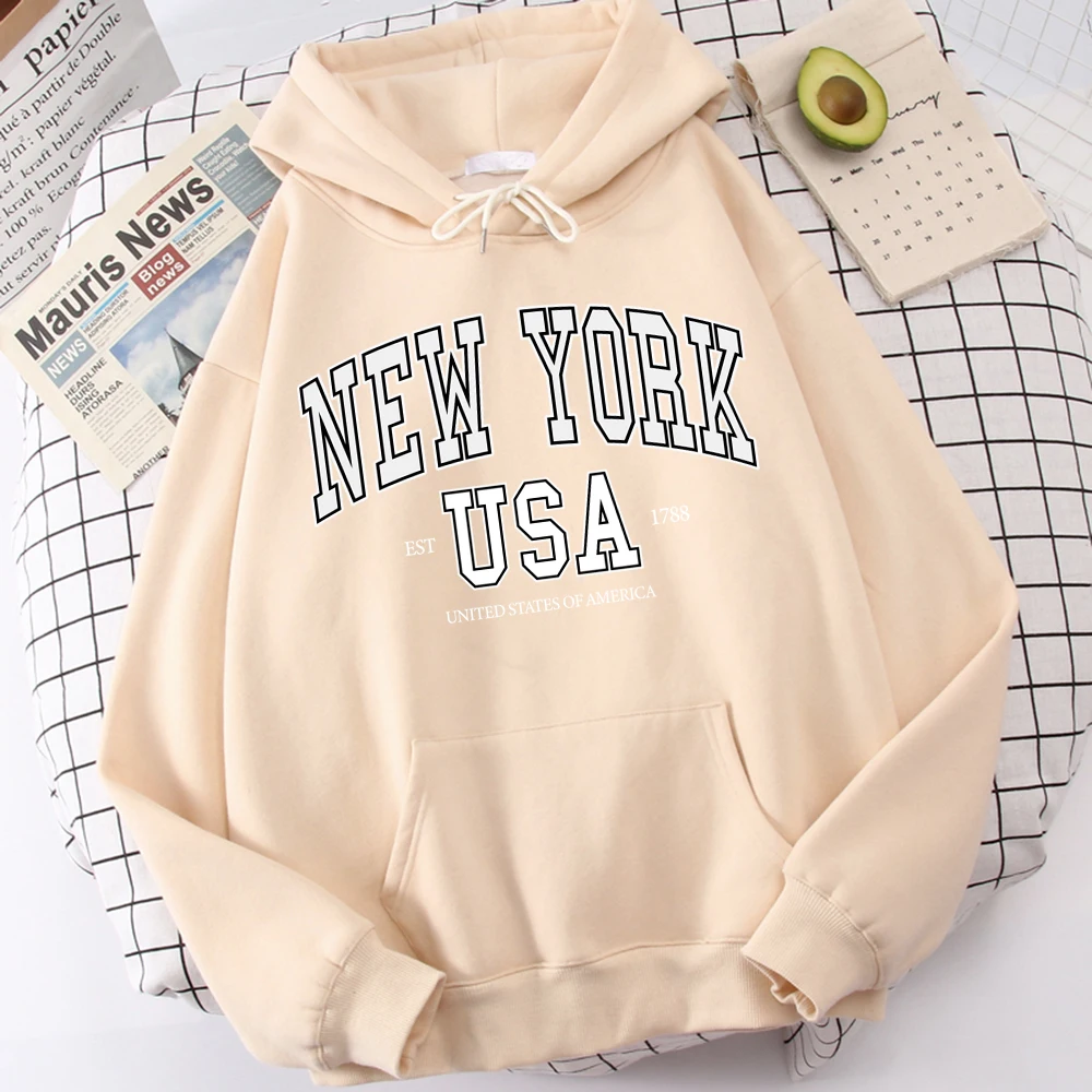 

New York Usa Est 1788 Street City Letter Men'S Hoodies Loose Brand Clothes Comfortable Fashion Clothing Outdoor Designer Tops