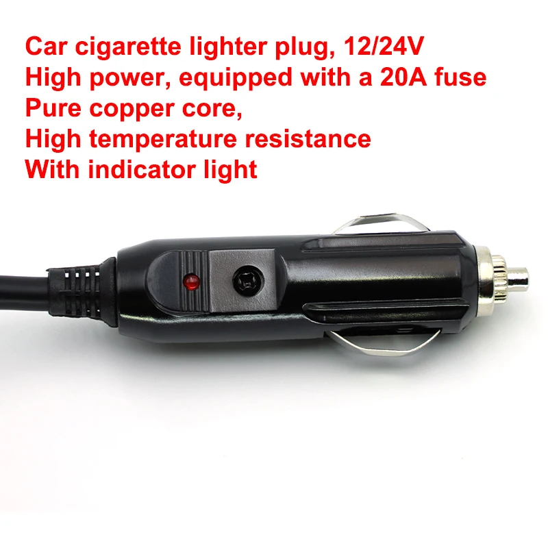 5 Spine Accendisigari Auto Maschio 9,2 Cm Con Fusibile 10A E LED Rosso - Connettori 12/24V Per Accessori Elettrici Di Bordo