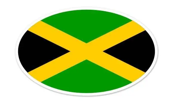 Personalized Customization Jamaican Flag Oval Shaped Car Window Bumper Sticker Waterproof Reflective Sunscreen Sticker
