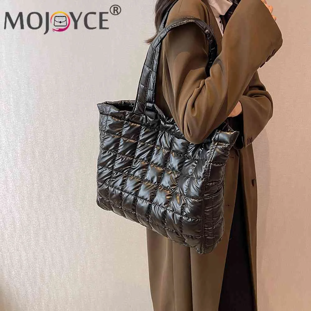 Solid Color Quilted Tote Bags Large Capacity Cotton Padded Handbags Trendy  Fluffy Shoulder Bag for Winter Travel Women Girls - AliExpress