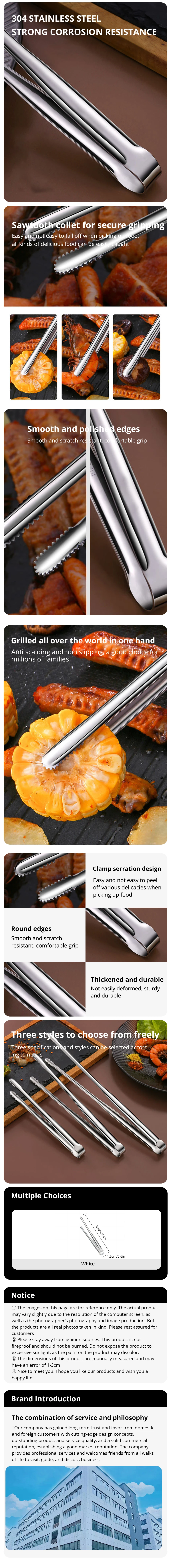 Description Picture 2 of item1Pc 304 Stainless Steel Barbecue Clip Grill Tongs Meat Cooking Utensils BBQ Baking Silver Kitchen Accessories Camping Supplies