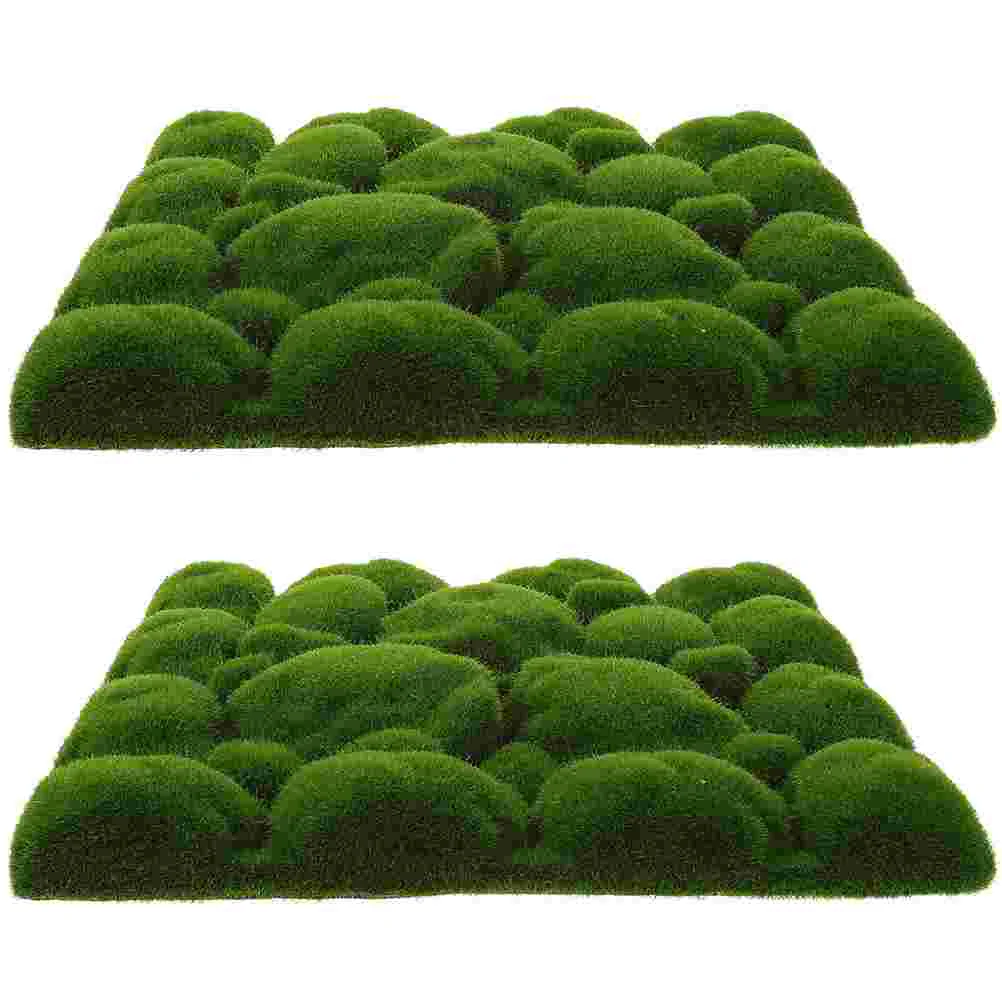 

2 Pcs Simulated Moss Decoration Micro Landscape Artificial Plant Wall Board Accessory Area Rugs Lawn