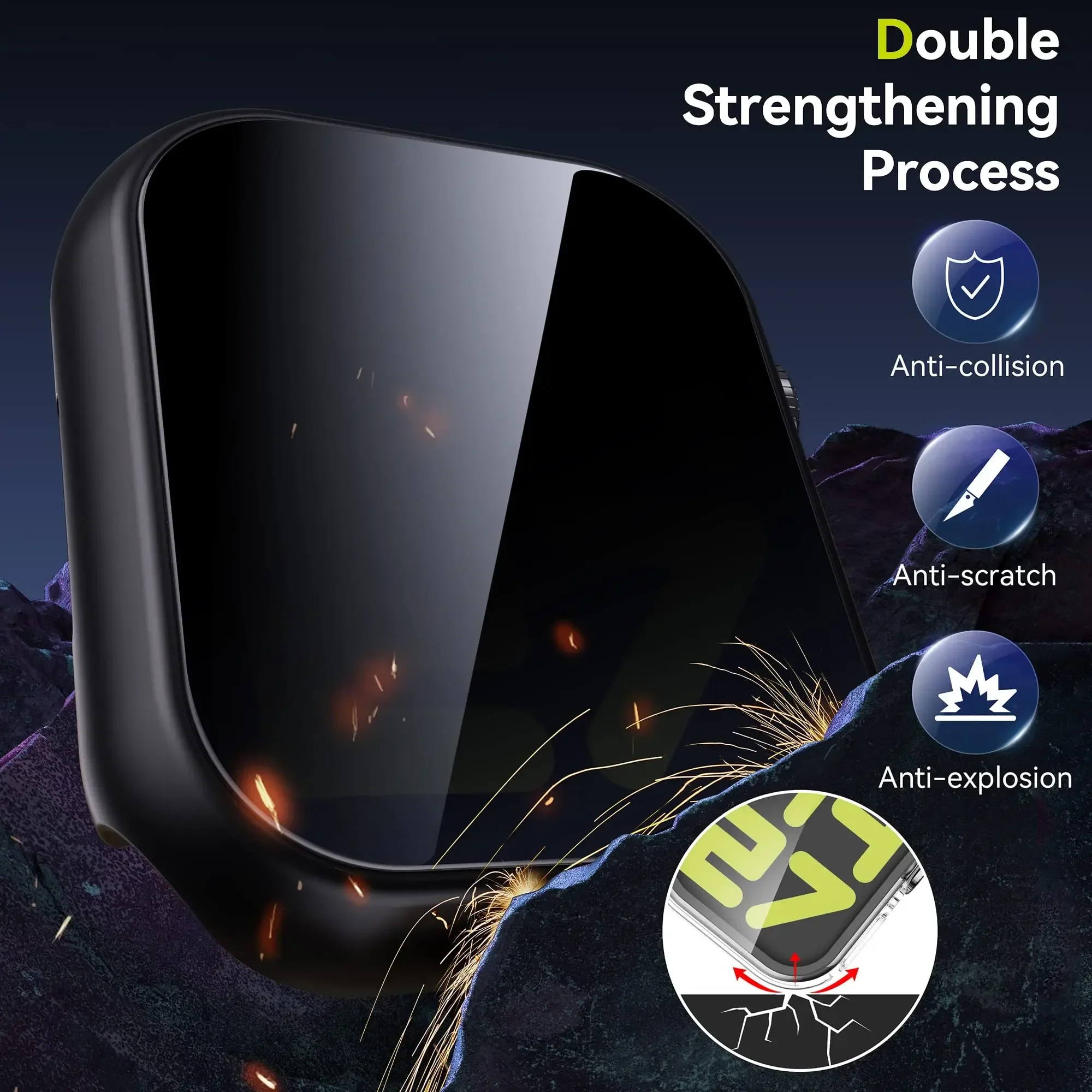 Anti-Peeping Screen Protector For Apple Watch 45mm 41mm 44mm 40mm Tempered Privacy Glass+Case For iWatch 8 7 6 5 4 SE 9 Cover apple watch screen protector,watch screen protector case,apple watch screen protector case,watch protective case,watch cover,watch protective cover