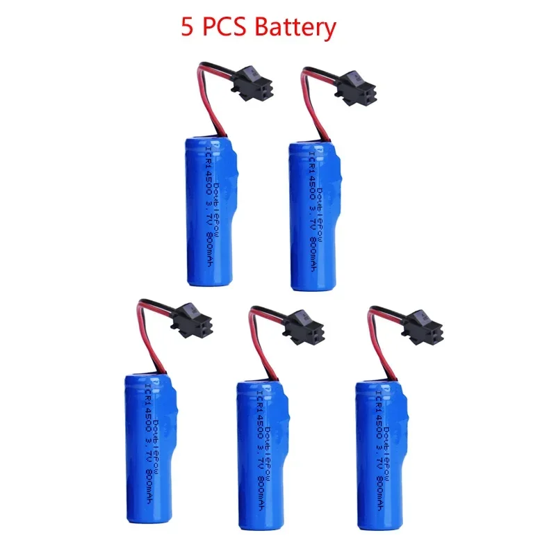 HaiNXC 2 Pack DC 3.7V 800mAh Li-ion Rechargeable Battery for Toy Car, Double Sided RC Stunt Car, Small RC Boat, Tumbling Amphibious RC Car, RC Truck