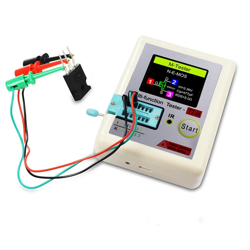 TC-T7-H Transistor Tester Diode Transistor Capacitor MOS/PNP/NPN LCR MOSFET TFT LCD Screen Tester Multime White ABS 5