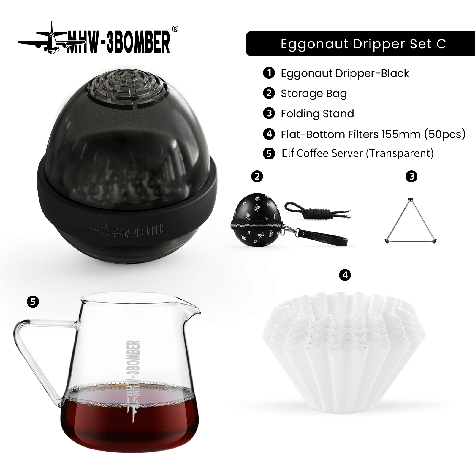 MHW-3BOMBER Eggonaut Portable Coffee Maker with Gl...