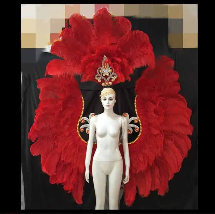 

Red Carnival Victoria Dance Show High end Feather Headwear