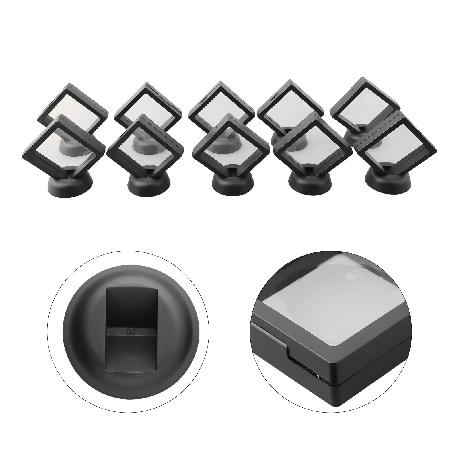 3D Floating Frame Holder Stand Box Jewelry Ring Coin Display Case 5/10PCS