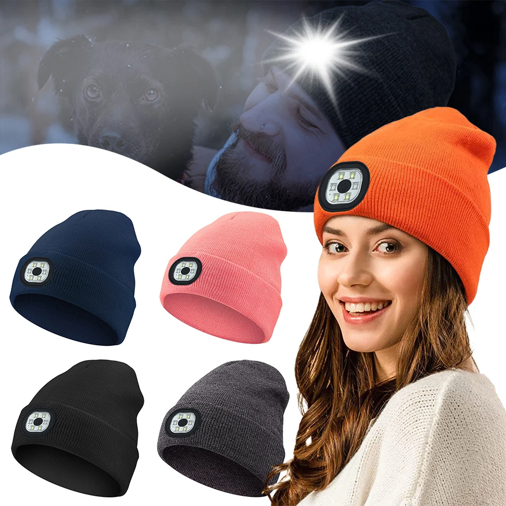 

Unisex Simple Beanie With LED Light Cold-proof Keep Warm Hood For Outdoor Activities