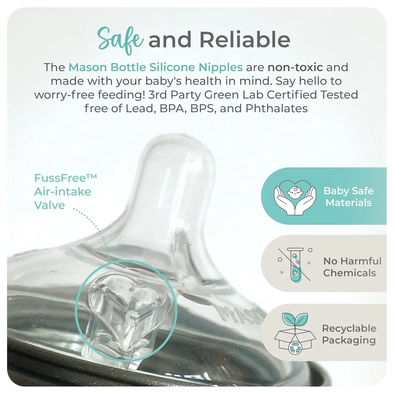 Bottle Accessories, 2PCS Wide Neck Liquid Silicone Nipple