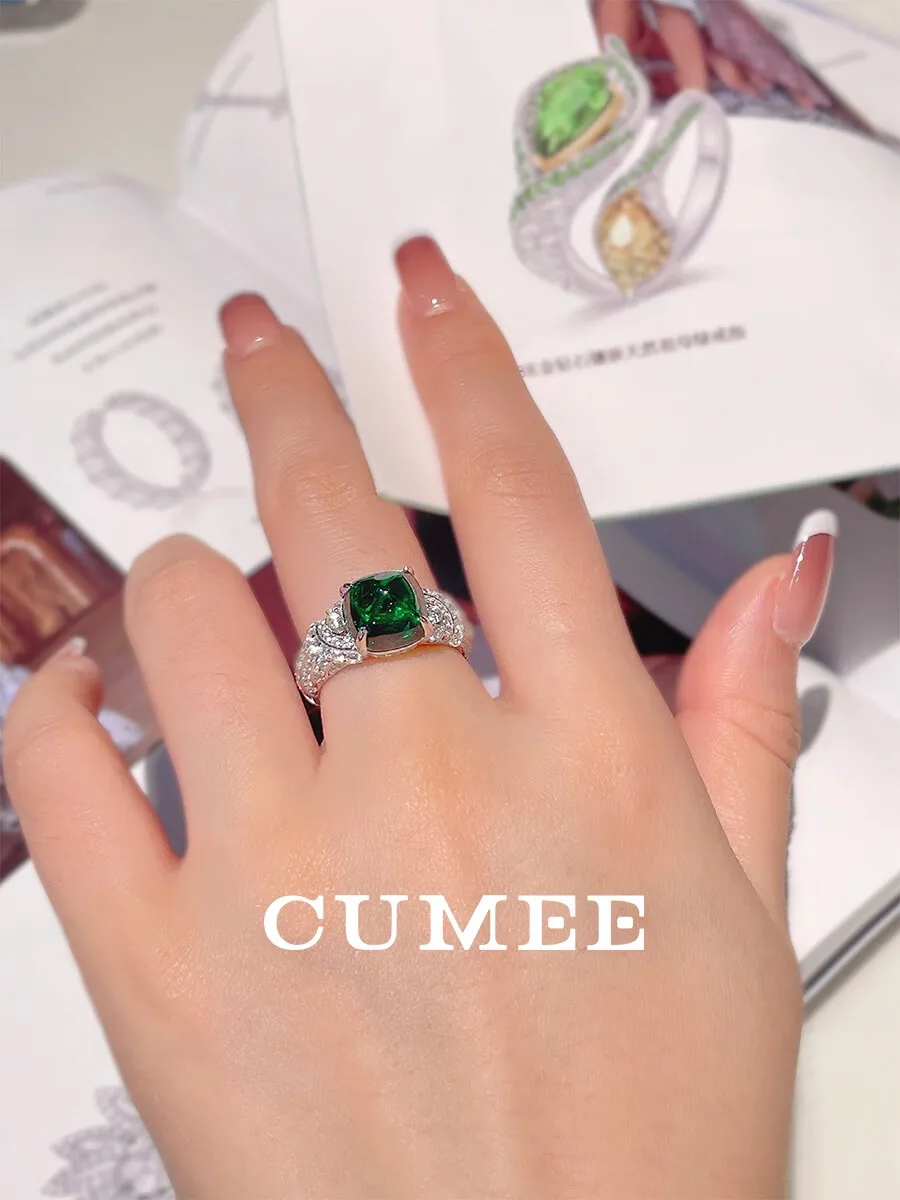 CUMEE 여성용 맞춤형 에메랄드 타워 반지,  반지, 금도금 약혼 약속 반지, 패션