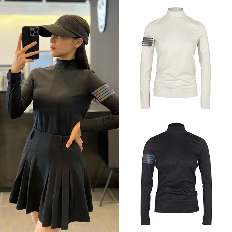 korean-golf-apparel-autumn-women's-stripe-long-sleeve-t-shirt-breathable-quick-drying-bottom-top-clothes