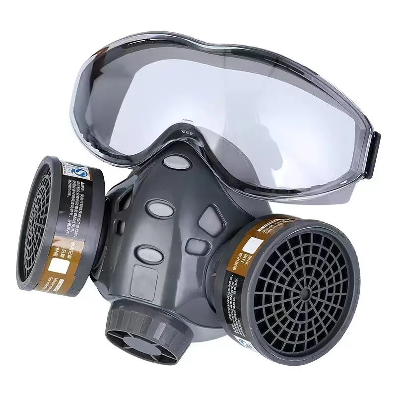 8201 Spray painting gas mask respirator suit double carbon filter spray chemical pesticide anti fog glasses protective mask