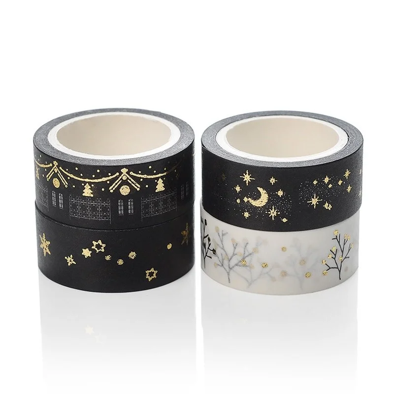 

Bronzing silver tree and paper tape DIY hand account decoration stickers can tear stickers 15MM×5M