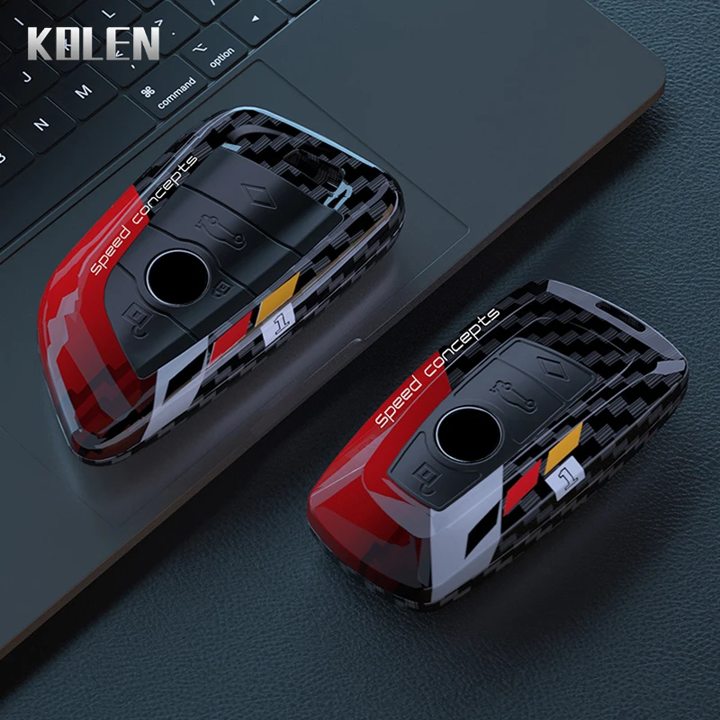 Sleek Carbon Fiber Style Car Key Case Cover