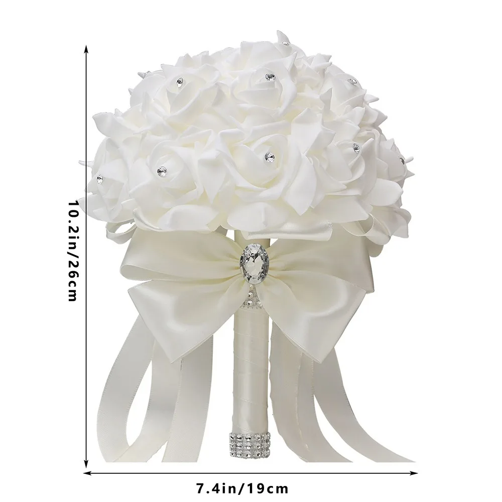 1 PCS Wedding Bridal Bouquet Bridal Throwing Wedding Bouquet White Rose Flower for Valentine's Day