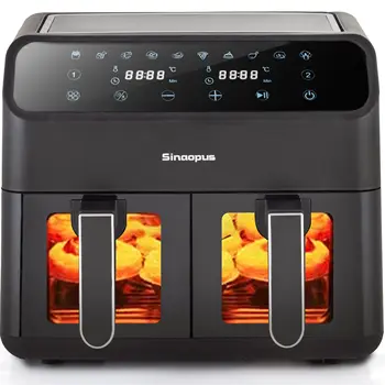 Friggitrice ad aria doppia zona da 10 litri, doppia camera, friggitrice ad aria XXL a doppio cestello con touchscreen, friggitrice 10 in 1 per famiglie 1