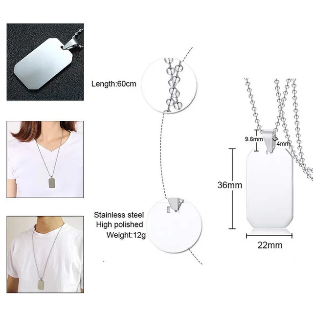 Stainless Steel Dog Tag Necklace  Stainless Steel Men's Necklaces - 1pc  Stainless - Aliexpress