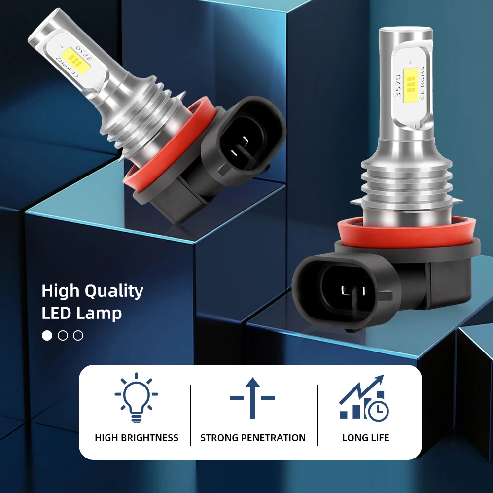 2PCS H7 H1 H8 H9 H11 9005 9006 LED 전구 HB3 HB4 CSP LED 초고휘도 헤드라이트 DRL 램프 6000K 화이트