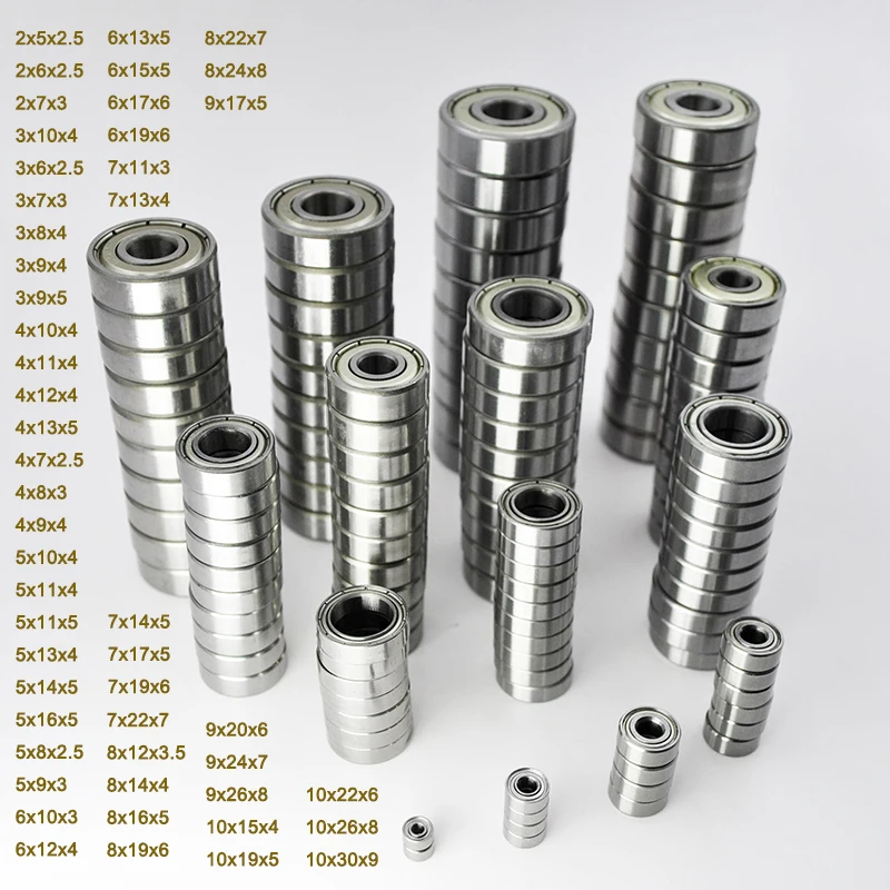 LOPAKACTAG 5 Pezzi Cuscinetti A Sfere In Miniatura – Misure 3x6x2, 4x7x2, 4x10x4, 5x8x2, 5x9x3, 5x11x4, 6x12x4, 8x12x3, Per RC, Bici, Skate, Motori