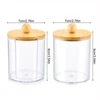 1/3pcs Qtip Holder Dispenser with Bamboo Lid Clear Black Cotton Ball Swab Cotton Round Pads Bathroom Apothecarey Jar Set 2