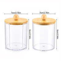 1/3pcs Qtip Holder Dispenser with Bamboo Lid Clear Black Cotton Ball Swab Cotton Round Pads Bathroom Apothecarey Jar Set 2