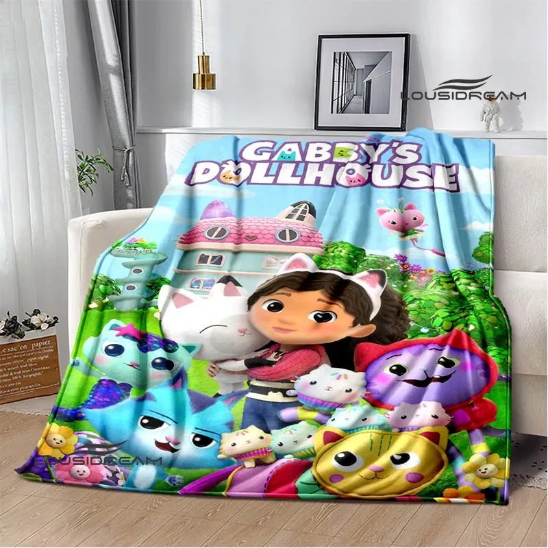 Gabby's Dollhouse Cute Anime Printed blankets Picnic blanket Flannel Warm blanket Travel Blankets bed linings Birthday Gift 3