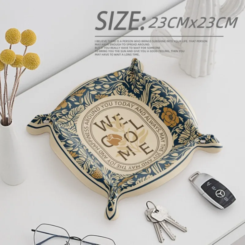 Desktop Storage Tray PU Leather Key Plate Home Decoration Dice Tray key Wallet Coins PU leather folding Storage Box storage tray