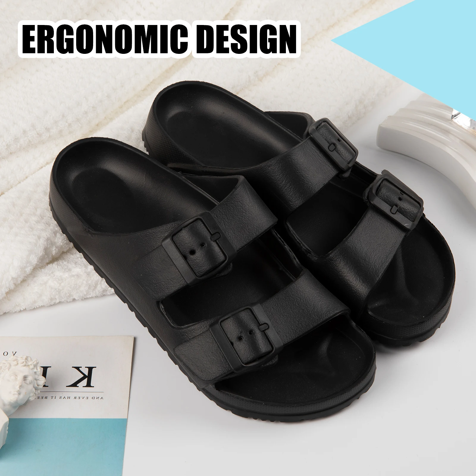 EVA Slippers Fashion Slippers Soft Slippers Men Adjustable Double Button Indoor Outdoor