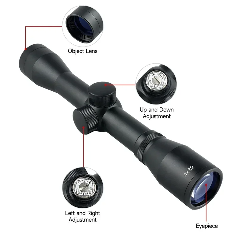 4X32 Metal Version Compact Riflescopes Tactical Precision Shooting Scope Range Finder Reticle Airsoft Adjustable Zero Point