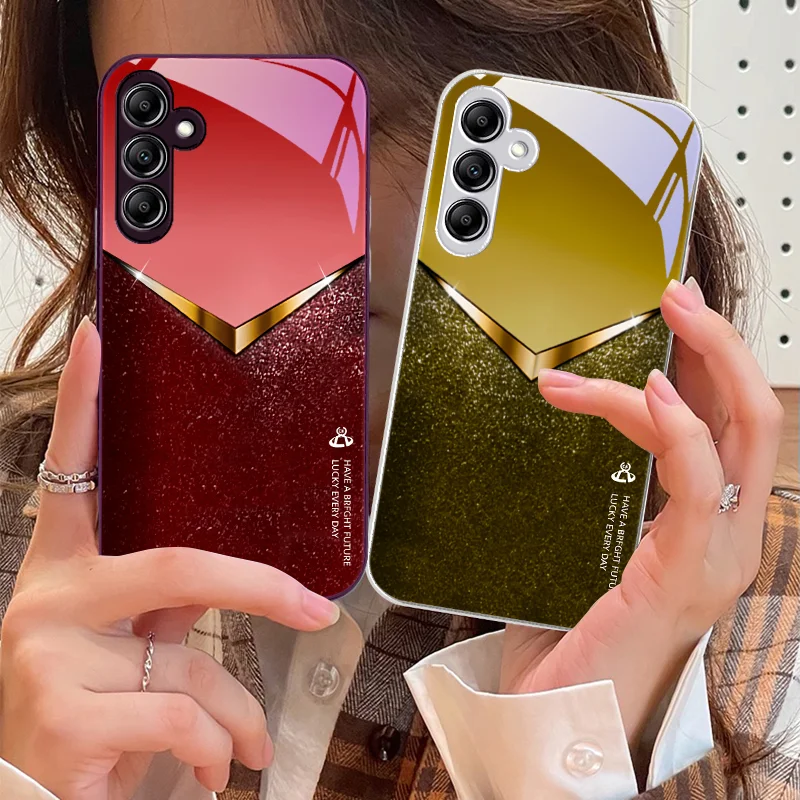 Custodia Per Telefono In Vetro Per Samsung Galaxy A01 A02 A03 Core A04 A14 4G 13 54 34 31 20 25 23 22 5G S21 Ultra S20 Gradient Flash Drill